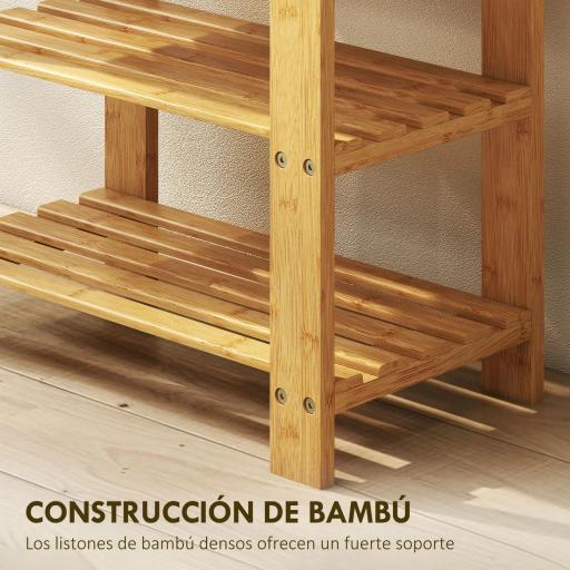 Banco Zapatero de Bambú de 3 Niveles para 4 Pares Zapatos 50x28x45 cm Natural [3]