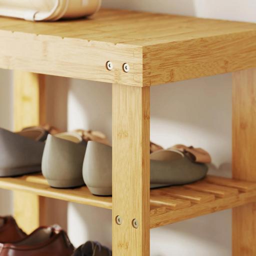 Banco Zapatero de Bambú de 3 Niveles para 4 Pares Zapatos 50x28x45 cm Natural [6]