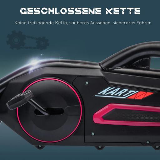  Go-Kart, vehículo para niños con asiento ajustable, coche a pedales, tretcar con freno de mano, 3-8 años, exterior, Rosa [3]