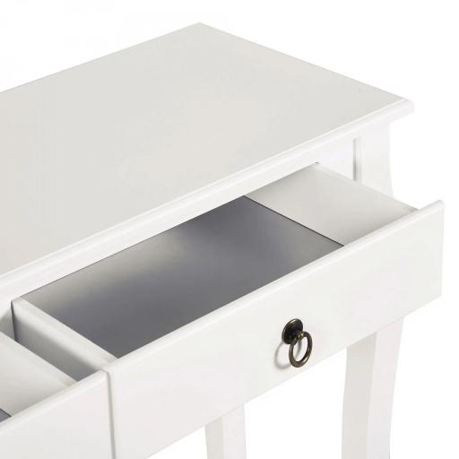Mesa Consola Aparador Salón Comedor Mueble Recibidor Mesa Auxiliar con Cajones y Estante Diseño Elegante 100x33x75cm Madera Color Blanco Brillo [5]