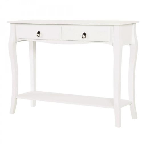 Mesa Consola Aparador Salón Comedor Mueble Recibidor Mesa Auxiliar con Cajones y Estante Diseño Elegante 100x33x75cm Madera Color Blanco Brillo [9]