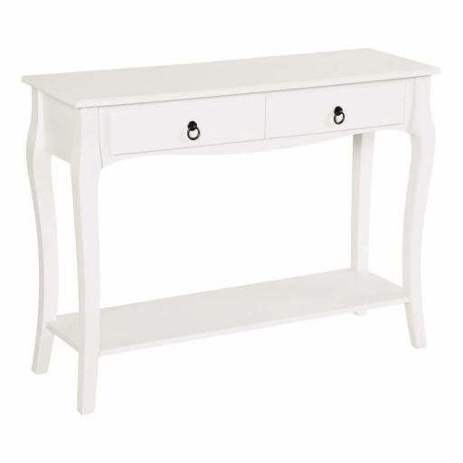 Mesa Consola Aparador Salón Comedor Mueble Recibidor Mesa Auxiliar con Cajones y Estante Diseño Elegante 100x33x75cm Madera Color Blanco Brillo [8]