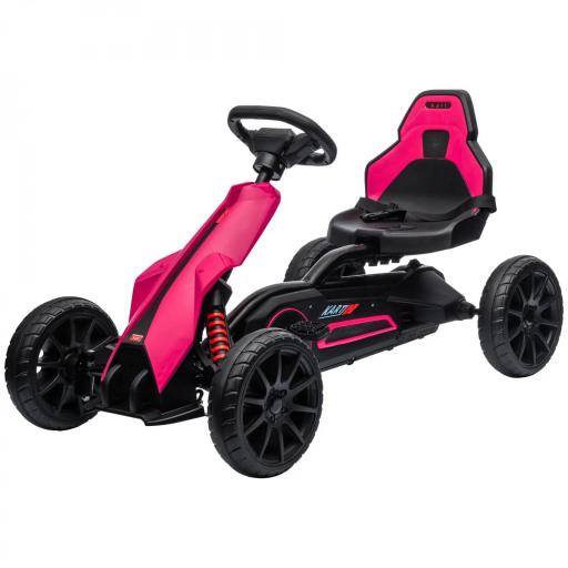  Go-Kart, vehículo para niños con asiento ajustable, coche a pedales, tretcar con freno de mano, 3-8 años, exterior, Rosa [5]