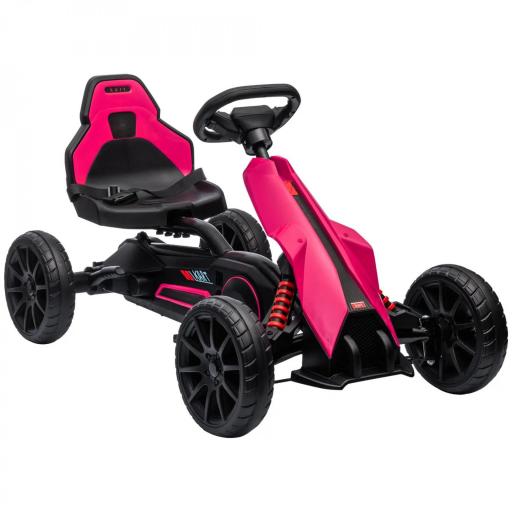  Go-Kart, vehículo para niños con asiento ajustable, coche a pedales, tretcar con freno de mano, 3-8 años, exterior, Rosa [6]