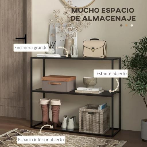 Mesa Consola de Estilo Industrial Mueble de Recibidor Elegante para Pasillo Carga 20 kg 90x30x75cm Negro [2]