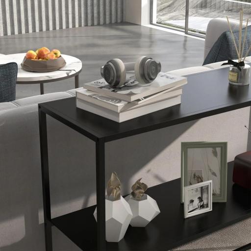 Mesa Consola de Estilo Industrial Mueble de Recibidor Elegante para Pasillo Carga 20 kg 90x30x75cm Negro [6]