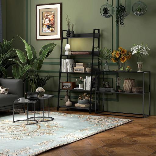 Mesa Consola de Estilo Industrial Mueble de Recibidor Elegante para Pasillo Carga 20 kg 90x30x75cm Negro [7]
