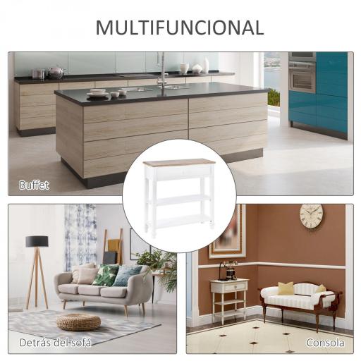 Mesa Consola Mesa Recibidor con 2 Estantes y Cajón para Entrada Pasillo Salón 75,6x27,5x80,5 cm Blanco [5]