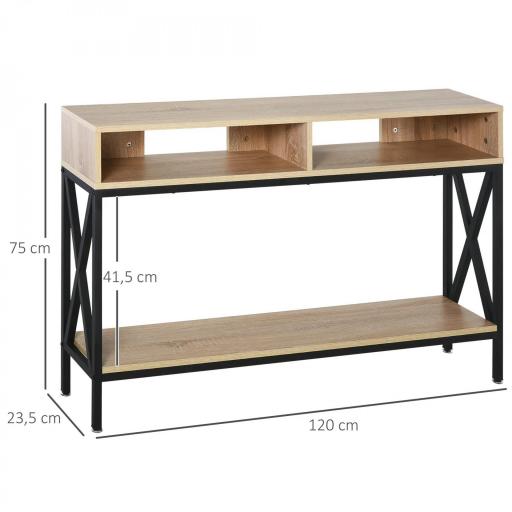 Mueble para Recibidor con 2 Compartimientos y Estante Consola para Recibidor Entrada Pasillo 120x23,5x75cm Roble y Negro [1]
