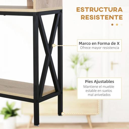 Mueble para Recibidor con 2 Compartimientos y Estante Consola para Recibidor Entrada Pasillo 120x23,5x75cm Roble y Negro [5]