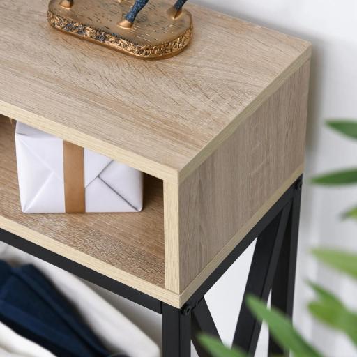 Mueble para Recibidor con 2 Compartimientos y Estante Consola para Recibidor Entrada Pasillo 120x23,5x75cm Roble y Negro [4]