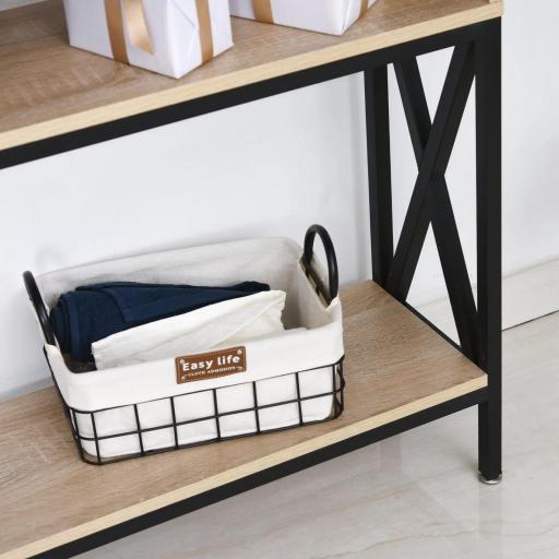 Mueble para Recibidor con 2 Compartimientos y Estante Consola para Recibidor Entrada Pasillo 120x23,5x75cm Roble y Negro [3]