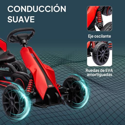 Kart a Pedales para Niños 3-8 Años con Asiento Regulable en 4 Posiciones y Ruedas de EVA 100x58x58,5 cm Rojo [2]