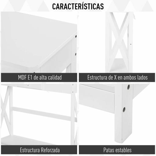 Mesa de Consola de Madera Mesa de Entrada con 1 Cajón y 1 Estante de Almacenaje para Pasillo Salón 100x30x81cm Blanco [4]