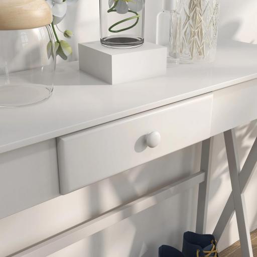 Mesa de Consola de Madera Mesa de Entrada con 1 Cajón y 1 Estante de Almacenaje para Pasillo Salón 100x30x81cm Blanco [6]
