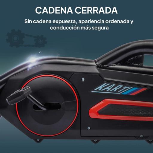 Kart a Pedales para Niños 3-8 Años con Asiento Regulable en 4 Posiciones y Ruedas de EVA 100x58x58,5 cm Rojo [4]