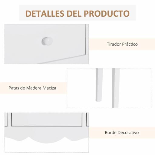 Mesa Consola de Madera Mueble Recibidor de Entrada con 3 Cajones para Salón Pasillo Carga 45 kg 100x32x85 cm Blanco [4]