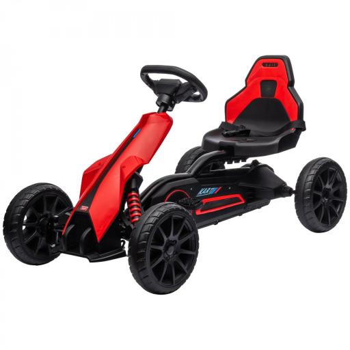 Kart a Pedales para Niños 3-8 Años con Asiento Regulable en 4 Posiciones y Ruedas de EVA 100x58x58,5 cm Rojo [9]