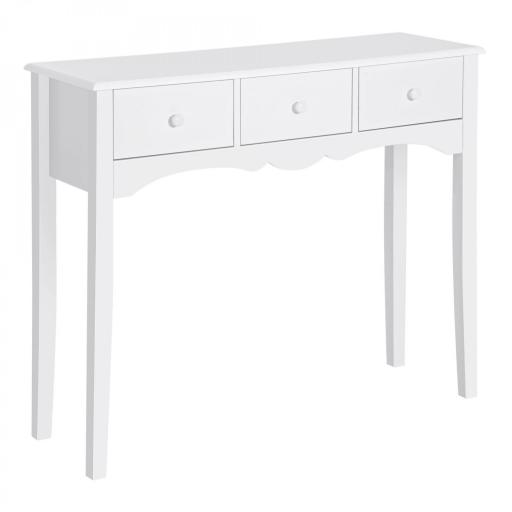Mesa Consola de Madera Mueble Recibidor de Entrada con 3 Cajones para Salón Pasillo Carga 45 kg 100x32x85 cm Blanco [9]