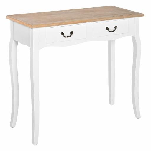 Mesa de Consola con 2 Cajones Diseño de Retro para Entrada Pasillo Sala de Estar Dormitorio Pino 87x34x78,5 cm Blanco [9]