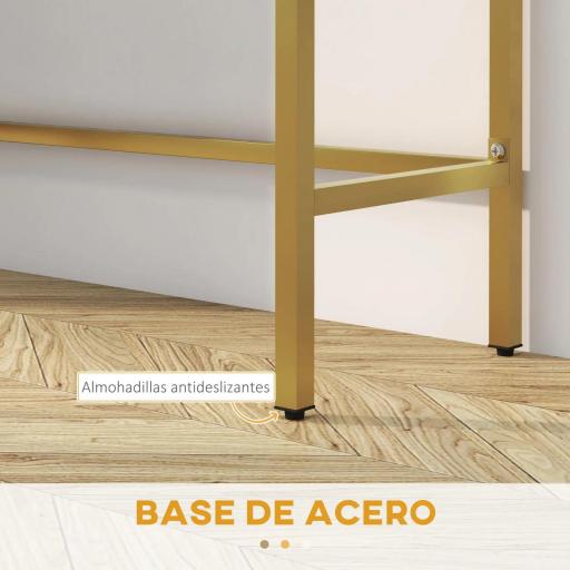 Mesa de Entrada con 2 Cajones y Patas de Acero Antivuelco Mueble de Recibidor para Salón Pasillo 80x31,5x75 cm Blanco [3]