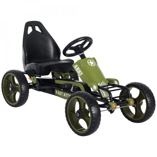 Go-Kart a Pedales para Niños de +3 Años Coche de Pedales con Embrague Freno Asiento Ajustable Carga Máx. 35 kg 105x54x61 cm Verde [8]