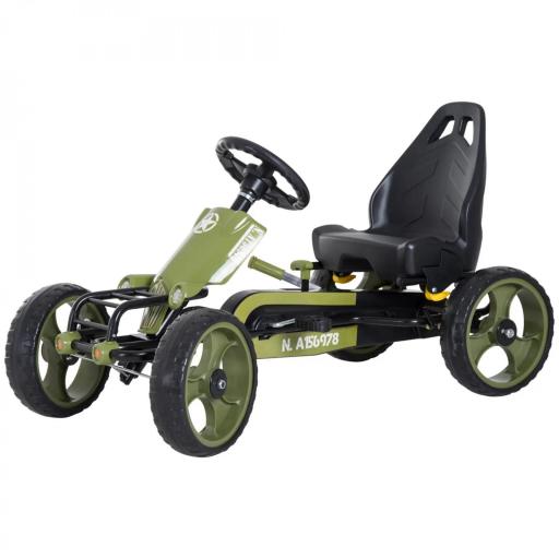 Go-Kart a Pedales para Niños de +3 Años Coche de Pedales con Embrague Freno Asiento Ajustable Carga Máx. 35 kg 105x54x61 cm Verde [9]