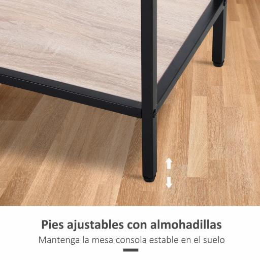 Consola Recibidor Estrecha Mesa Auxiliar Estrecha para Puerta de Entrada 120x30x81,5 cm Estilo Industrial Imitación Roble [4]