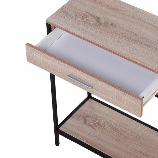 Consola Recibidor Estrecha Mesa Auxiliar Estrecha para Puerta de Entrada 120x30x81,5 cm Estilo Industrial Imitación Roble [8]