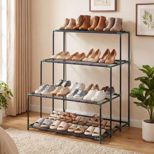 Soporte para Plantas de 4 Niveles con Diseño Escalera y Estructura Metálica Resistente para Interior y Exterior Verde [7]