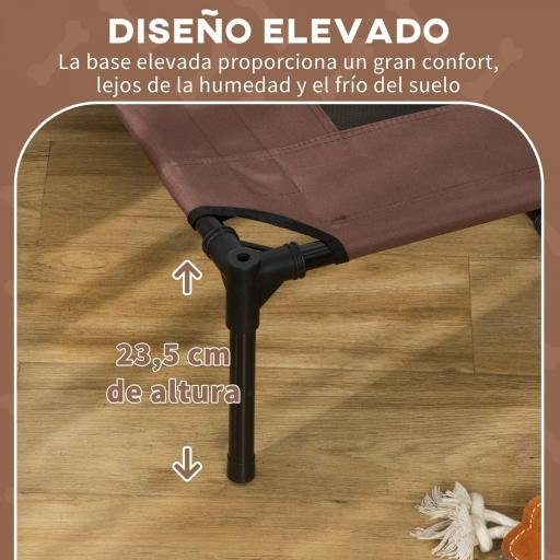 Cama Elevada para Mascotas con Toldo Extraíble Tela Transpirable para Interior y Exterior 122x92x108 cm Marrón [4]