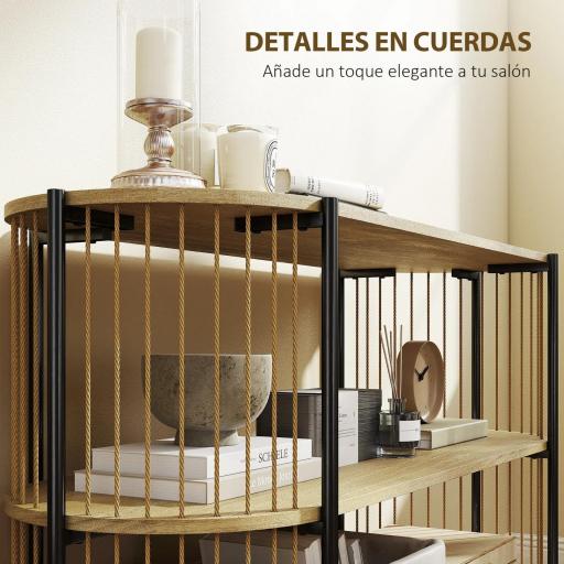 Mesa de Consola con Cuerda de Papel Trenzada a Mano Marco de Acero Estilo Bohemio 124x43,5x80 cm Natural [7]