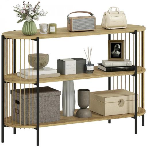 Mesa de Consola con Cuerda de Papel Trenzada a Mano Marco de Acero Estilo Bohemio 124x43,5x80 cm Natural [8]