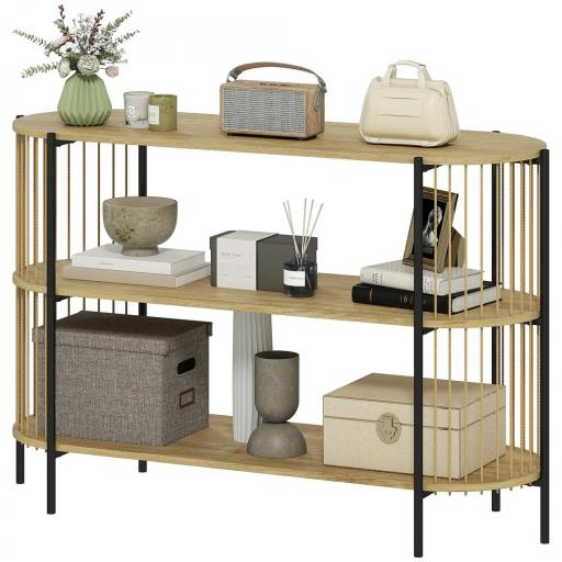 Mesa de Consola con Cuerda de Papel Trenzada a Mano Marco de Acero Estilo Bohemio 124x43,5x80 cm Natural [9]