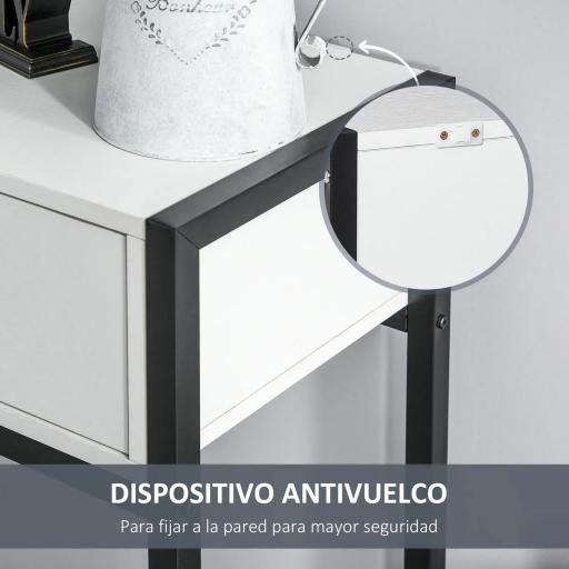 Mesa de Entrada con 2 Cajones y Pies Ajustables Estilo Moderno para Pasillo Salón 120x34x81 cm Blanco y Negro [8]