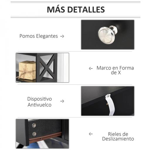 Mesa Consola de Entrada Recibidor con 2 Cajones y 2 Estantes Inferiores Mueble Moderno Base Elevada Antivuelco 100x30,5x80 cm Negro [4]