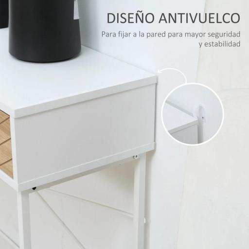 Mesa de Consola Estrecha con 2 Cajones Diseño de Líneas Talladas Estilo Moderna Blanco y Roble [2]