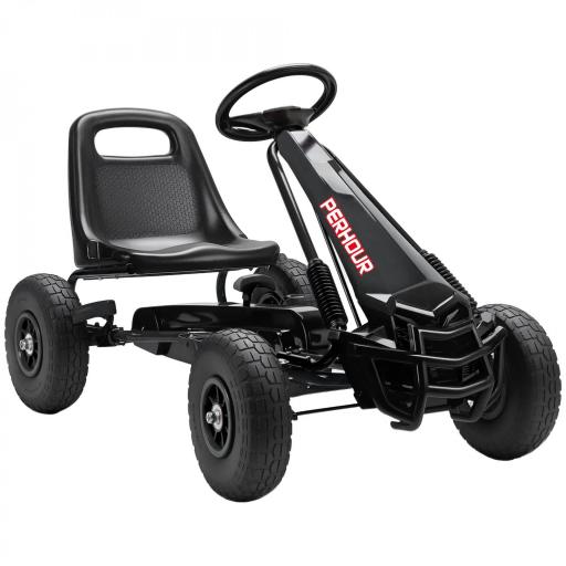  Kart a pédales Go-Kart para niños asiento regulable neumáticos EVA embrague manual y freno 110 x 61 x 62 cm negro [6]