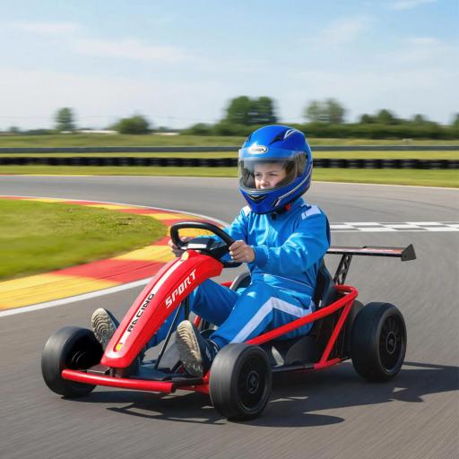 Coche eléctrico GoKart kart eléctrico para niños 2 x 24 V motores modo derrape a 13 km/h 119 x 77 x 54 cm rojo [4]
