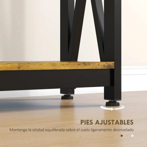 Mesa de Entrada de 2 Niveles con Estación de Carga 2 USB y Marco de Acero Mueble de Recibidor 100x24x75cm Marrón Rústico [5]