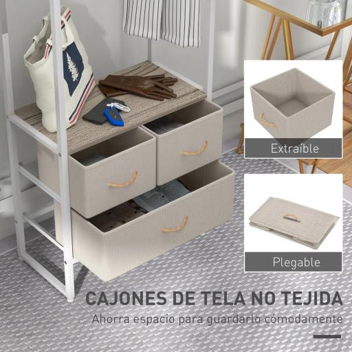 Perchero para Ropa Perchero Recibidor con 3 Cajones de Tela y Estante de Almacenamiento 58,5x30x178 cm Natural [5]