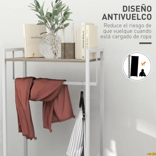 Perchero para Ropa Perchero Recibidor con 3 Cajones de Tela y Estante de Almacenamiento 58,5x30x178 cm Natural [7]