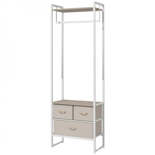 Perchero para Ropa Perchero Recibidor con 3 Cajones de Tela y Estante de Almacenamiento 58,5x30x178 cm Natural [9]
