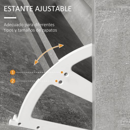 Recibidor de Entrada con Espejo Perchero y Zapatero Mueble de Recibidor de 2 Piezas con 6 Ganchos Estantes y Cajón Abatible para Pasillo Gris [3]