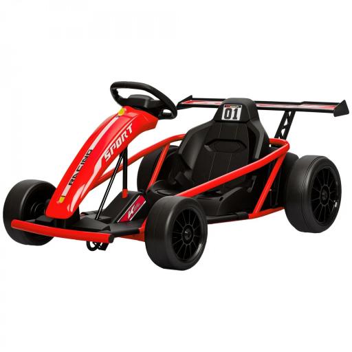 Coche eléctrico GoKart kart eléctrico para niños 2 x 24 V motores modo derrape a 13 km/h 119 x 77 x 54 cm rojo [6]
