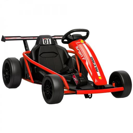 Coche eléctrico GoKart kart eléctrico para niños 2 x 24 V motores modo derrape a 13 km/h 119 x 77 x 54 cm rojo [7]