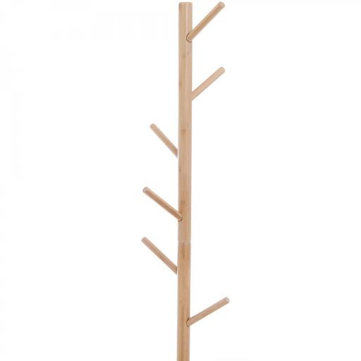Perchero de Pie con Banco Colgador Tipo Árbol Moderno 6 Ganchos para Colgar Ropa Bolsa Pasillo Entrada Bambú y MDF 80x30x180cm [6]