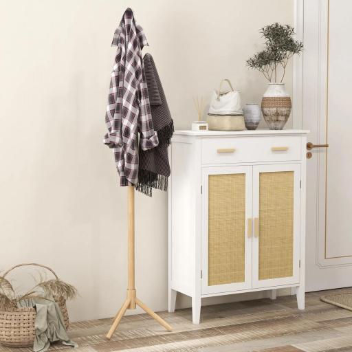 Perchero de Pie de Madera Forma de Árbol con 8 Ganchos para Colgar Ropa Bolsos en Pasillo Entrada 40x40x165 cm Natural [4]