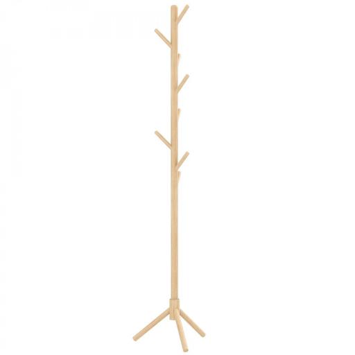 Perchero de Pie de Madera Forma de Árbol con 8 Ganchos para Colgar Ropa Bolsos en Pasillo Entrada 40x40x165 cm Natural [8]