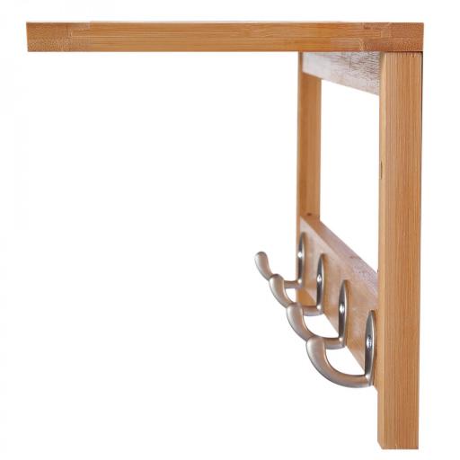 Perchero de Pared de Bambú Estante Toallero de pared 4 Ganchos para Entrada Salón Baño Pasillo Dormitorio 50x16x17,5 cm Carga 5kg [5]